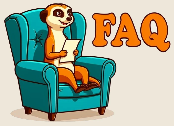 Illustration of a meerkat sitting in a comfy chair and answering Q&A questions
